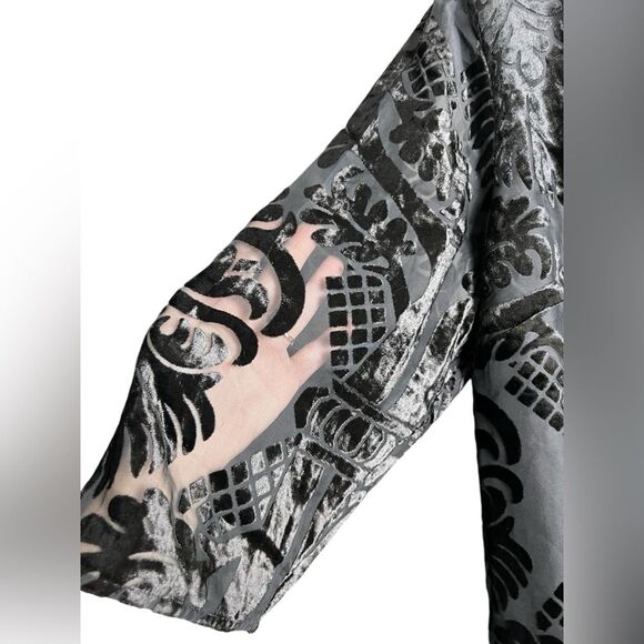 Rsvp By Talbots Women's Velvet Printed 3/4 Sleeve Lined Top Blouse Black Size 2X - Picture 4 of 10